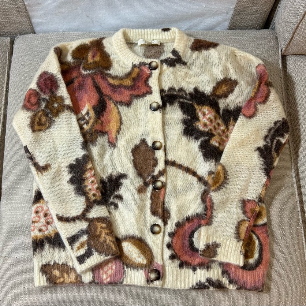 Sezane Manea Cardigan Merveille Print Mohair Sweater Knit - Picture 7 of 13